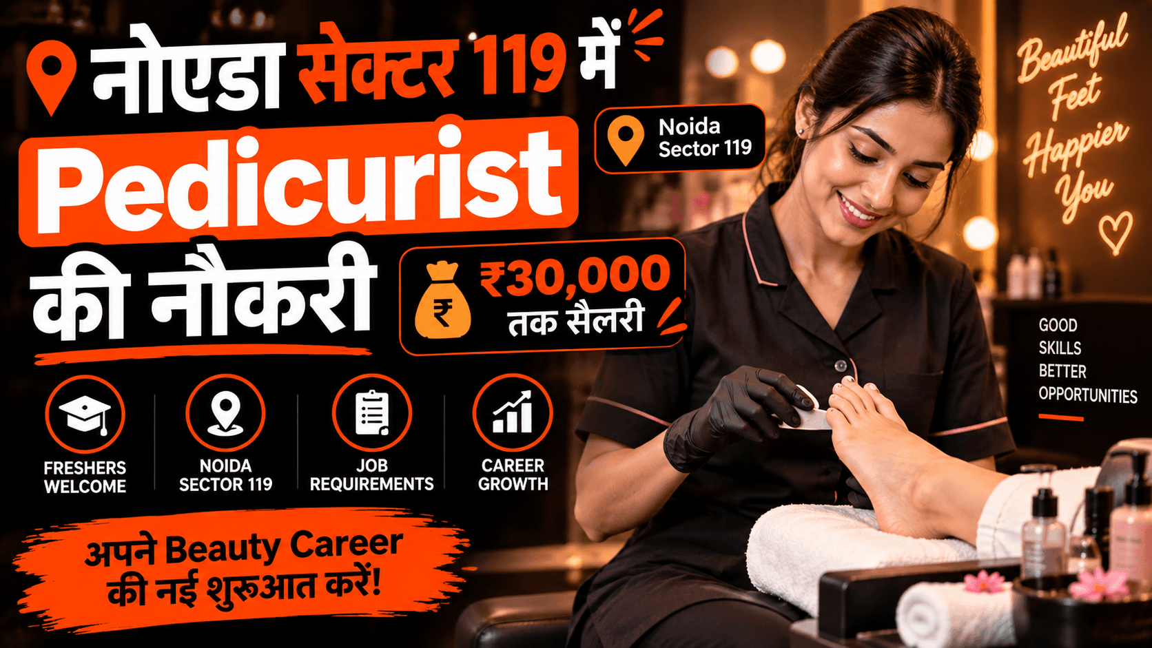 नोएडा सेक्टर 119 में Pedicurist की नौकरी: ₹30,000 तक सैलरी, फ्रेशर्स भी कर सकते हैं आवेदन